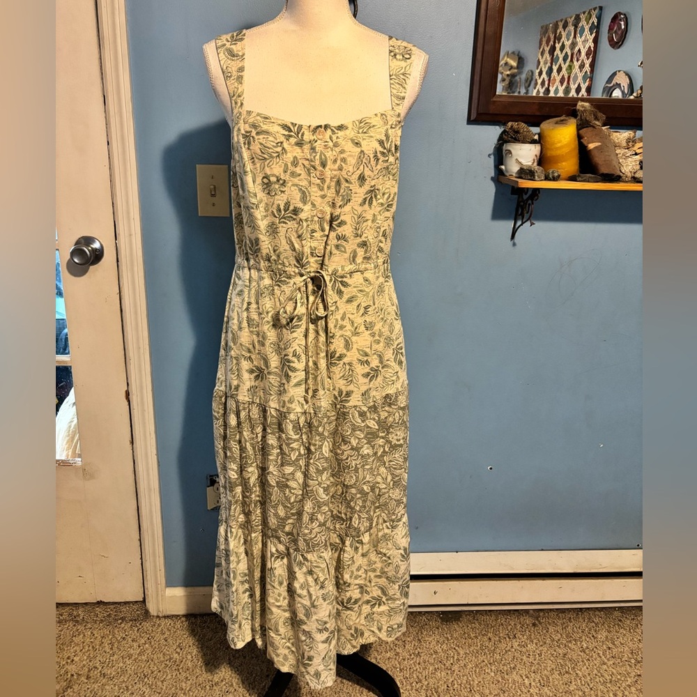 Lucky Brand, Like New, Green & Tan, Floral, Maxi Dress
